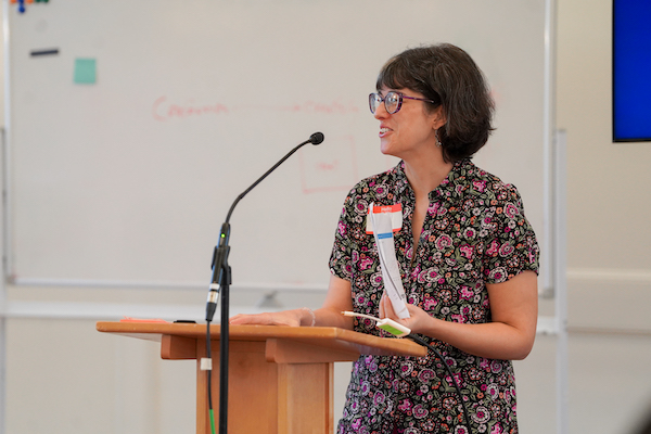 Galina Hitching fine art and science presents on heart rate variability project for mental health and art for chronic illness